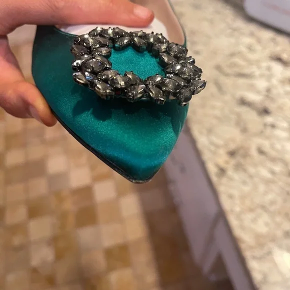 SJP Divine flats in Green Satin - Picture 10 of 16